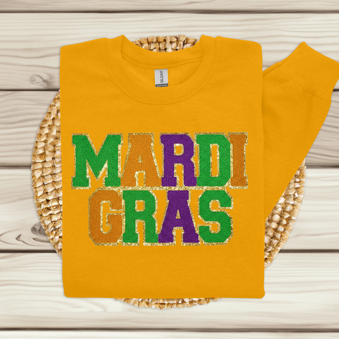 Mardi Gras Chenille Glitter Sweater - Women's Chenille Glitter Patch Sweatshirt!
