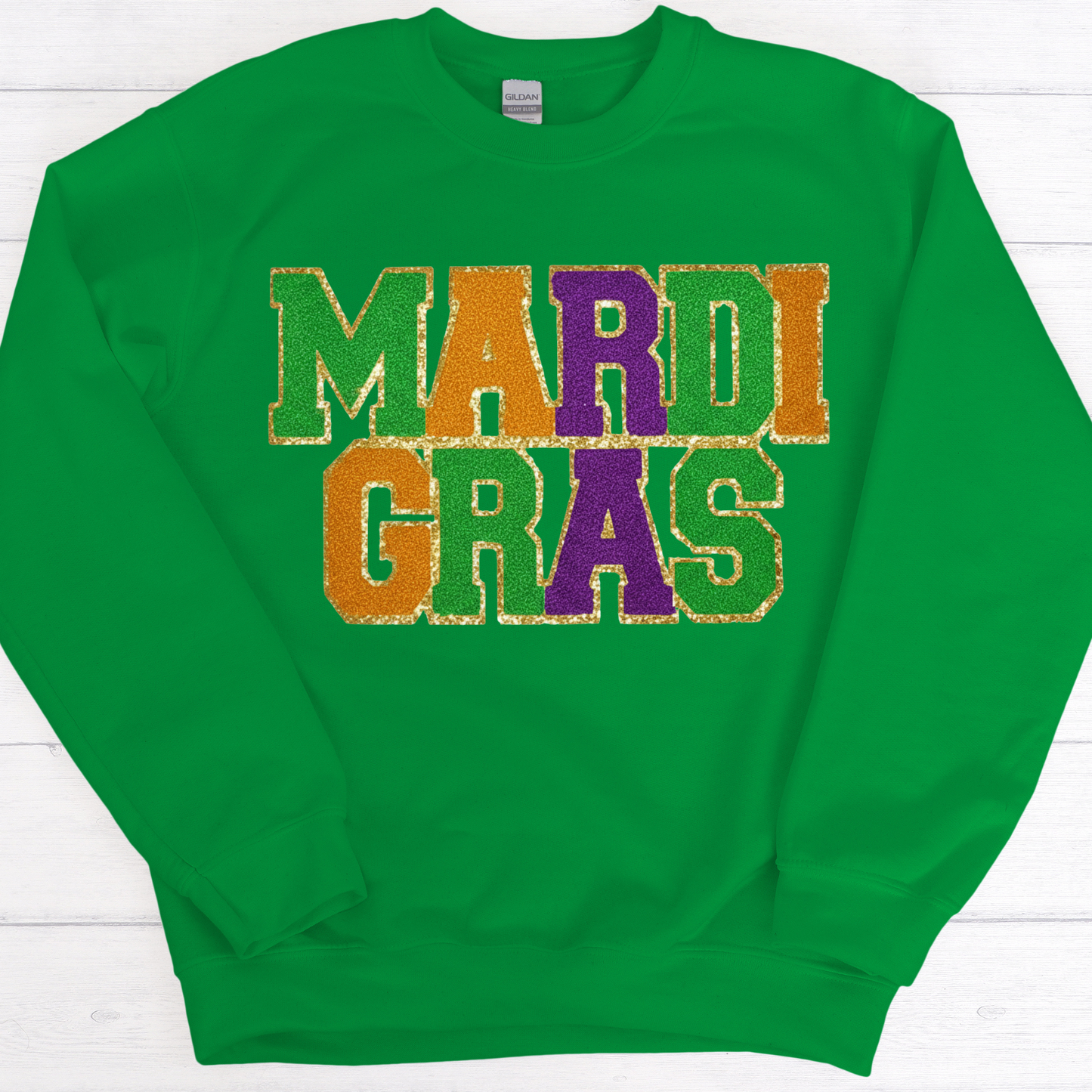 Mardi Gras Chenille Glitter Sweater - Women's Chenille Glitter Patch Sweatshirt!
