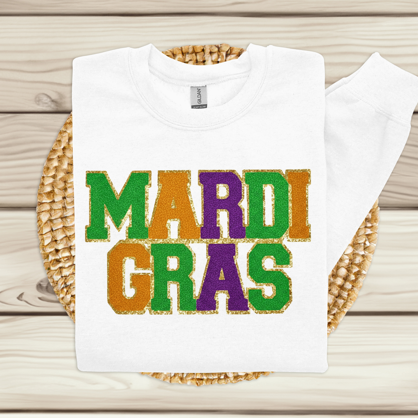 Mardi Gras Chenille Glitter Sweater - Women's Chenille Glitter Patch Sweatshirt!