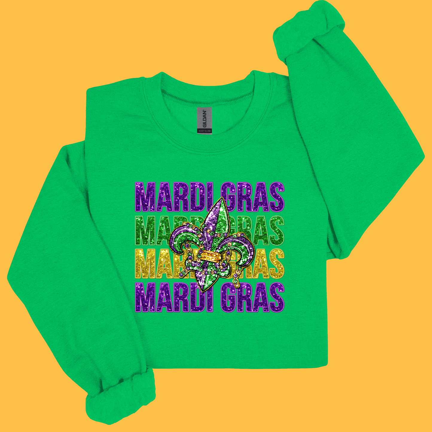 Mardi Gras Shirt - Mardi Gras Fleur de Lis Faux Glitter Sweatshirt-Hoodie