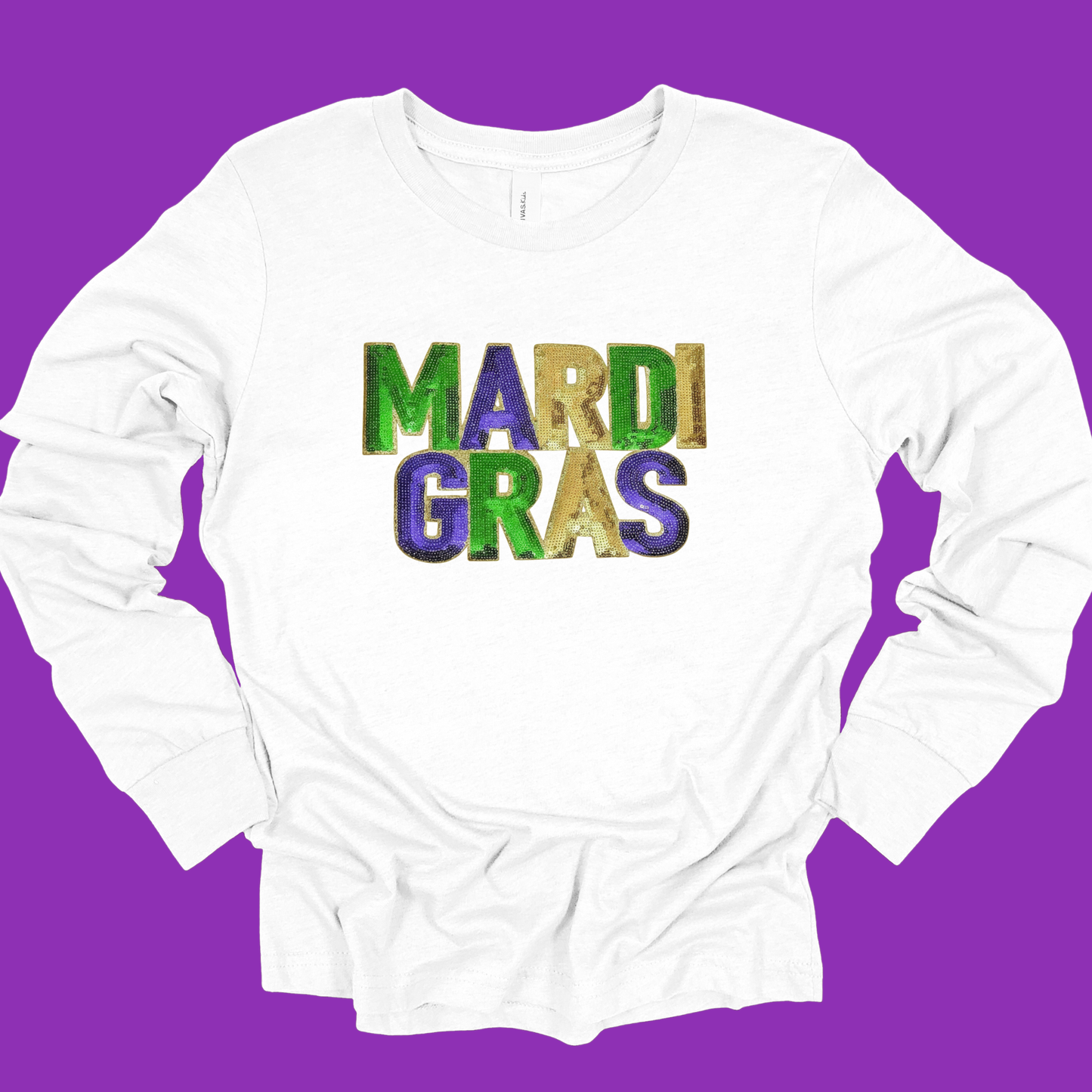 Mardi Gras Sequin Glitter Patch Sweater - Women's Sequin Glitter Patch Hoodie