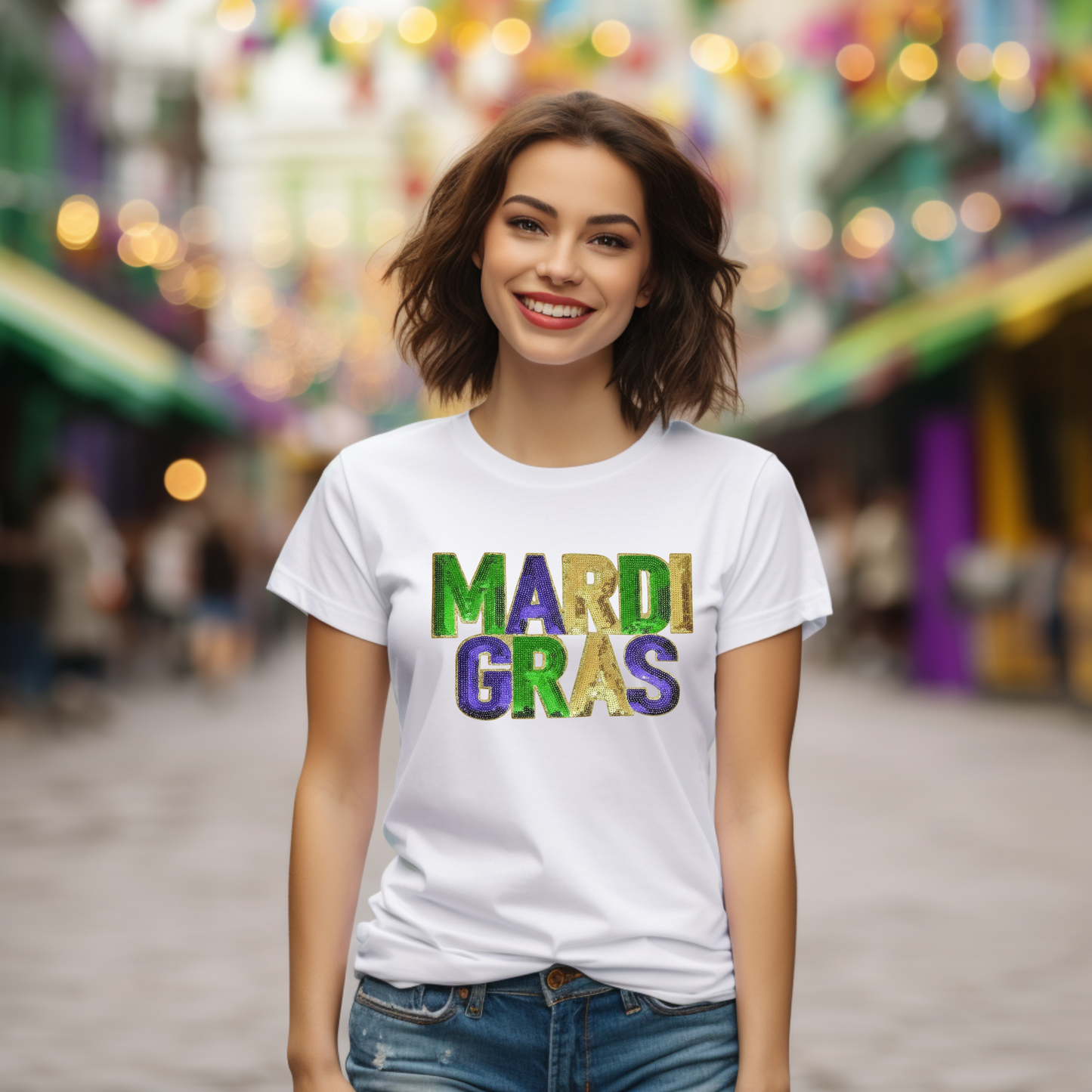 Mardi Gras Sequin Glitter Patch Sweater - Women's Sequin Glitter Patch Hoodie