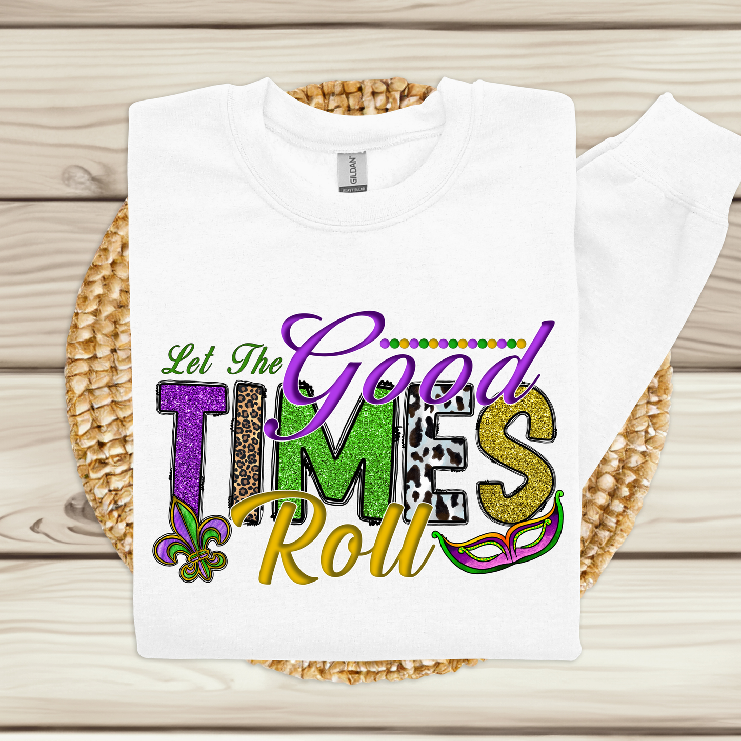 Mardi Gras Sweatshirt - Let the Good Times Roll Festive White Sweater