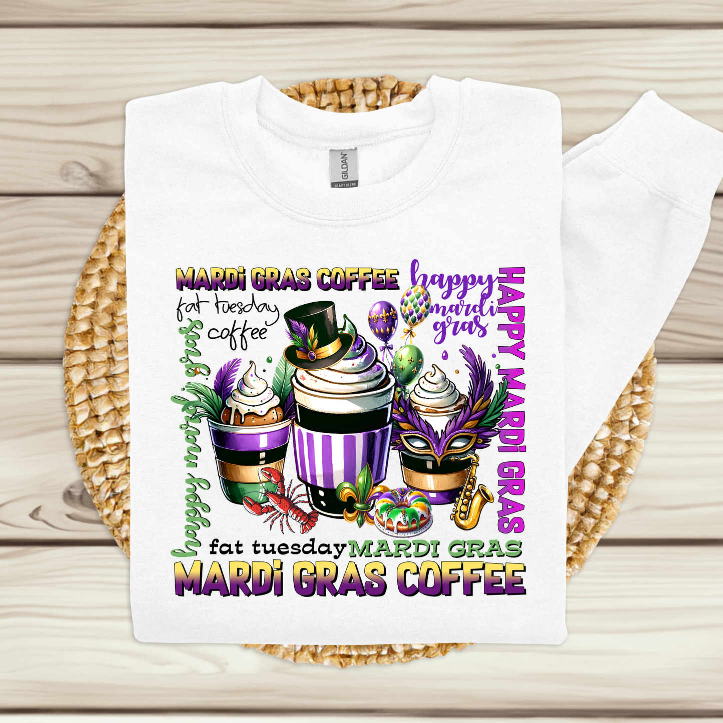 Mardi Gras Sweatshirt - Mardi Gras Coffee Festive Sweater 