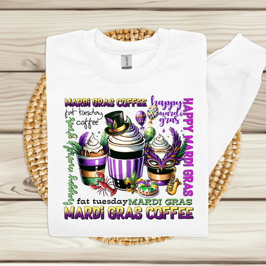 Mardi Gras Sweatshirt - Mardi Gras Coffee Festive Sweater 