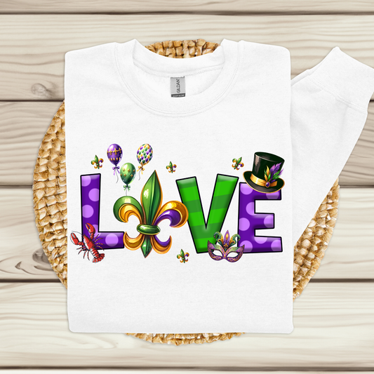 Mardi Gras Sweatshirt - Mardi Gras Love Sweater 