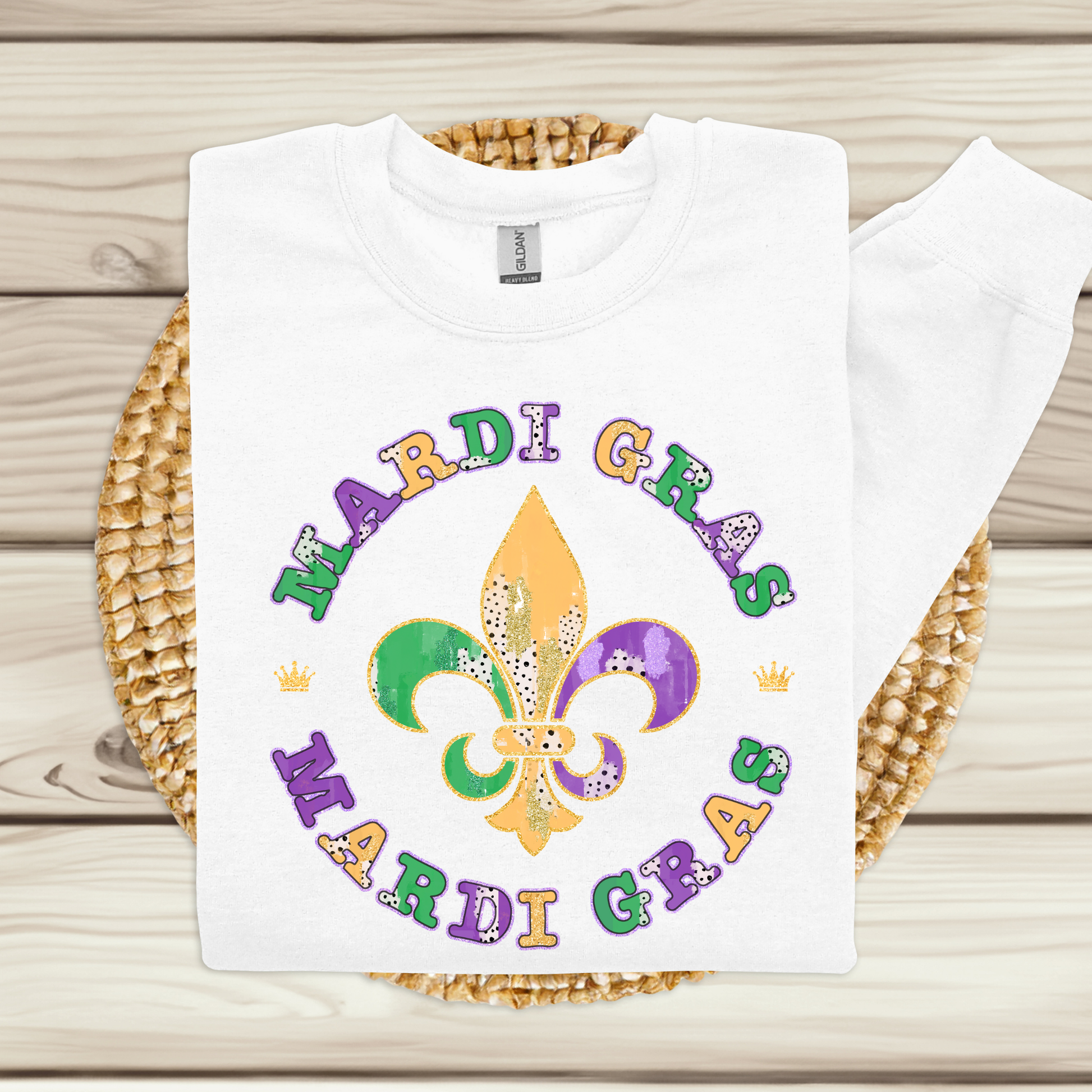 Mardi Gras Sweatshirt - Mardi Gras Retro Fleur-de-lis Sweater