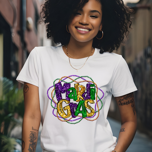 Mardi Gras Shirt - Mardi Gras Beads T-Shirt celebrate Mardi Gras in Style with a Mardi Gras Bead shirt