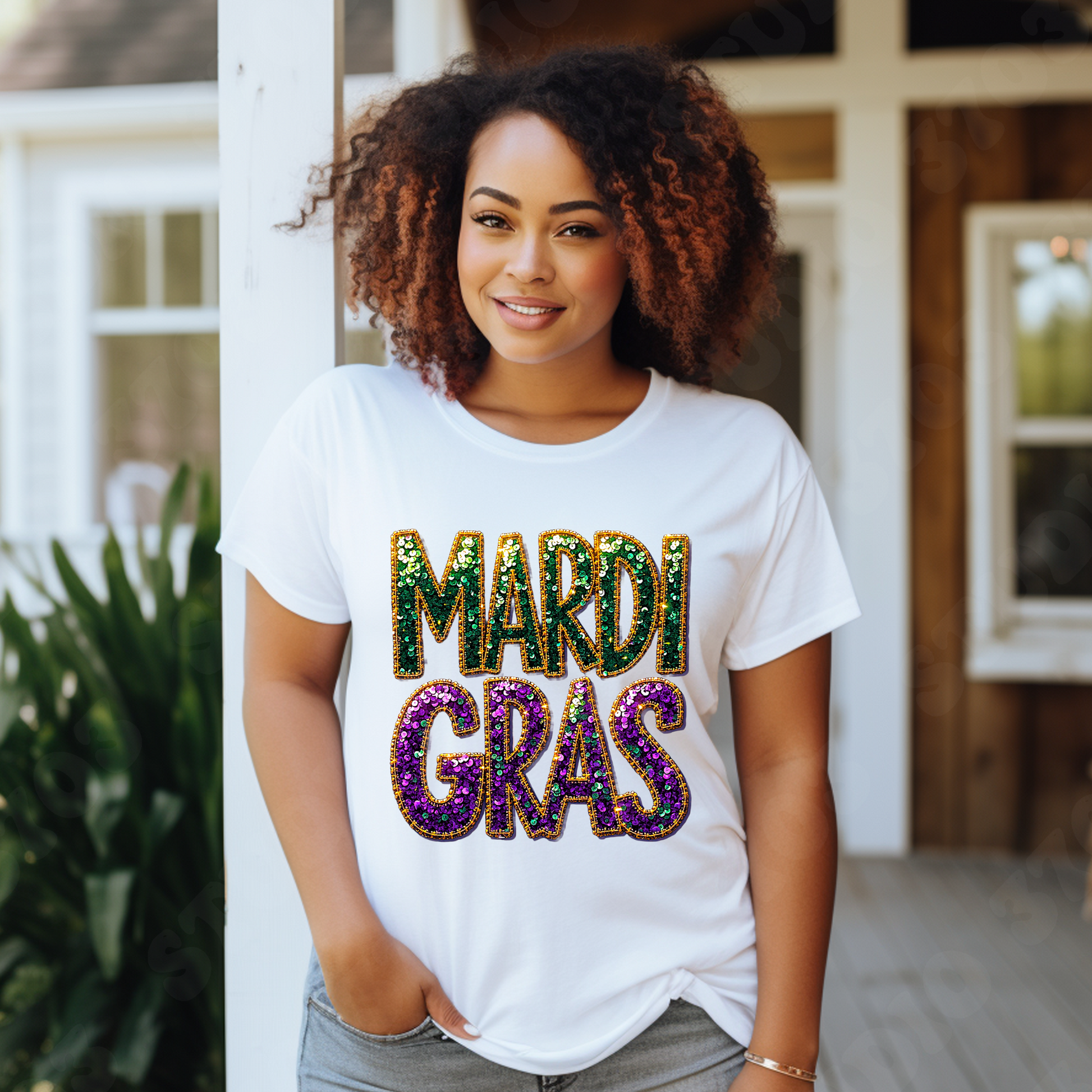 Mardi Gras Shirt - Mardi Gras Faux Glitter Bold T-Shirt