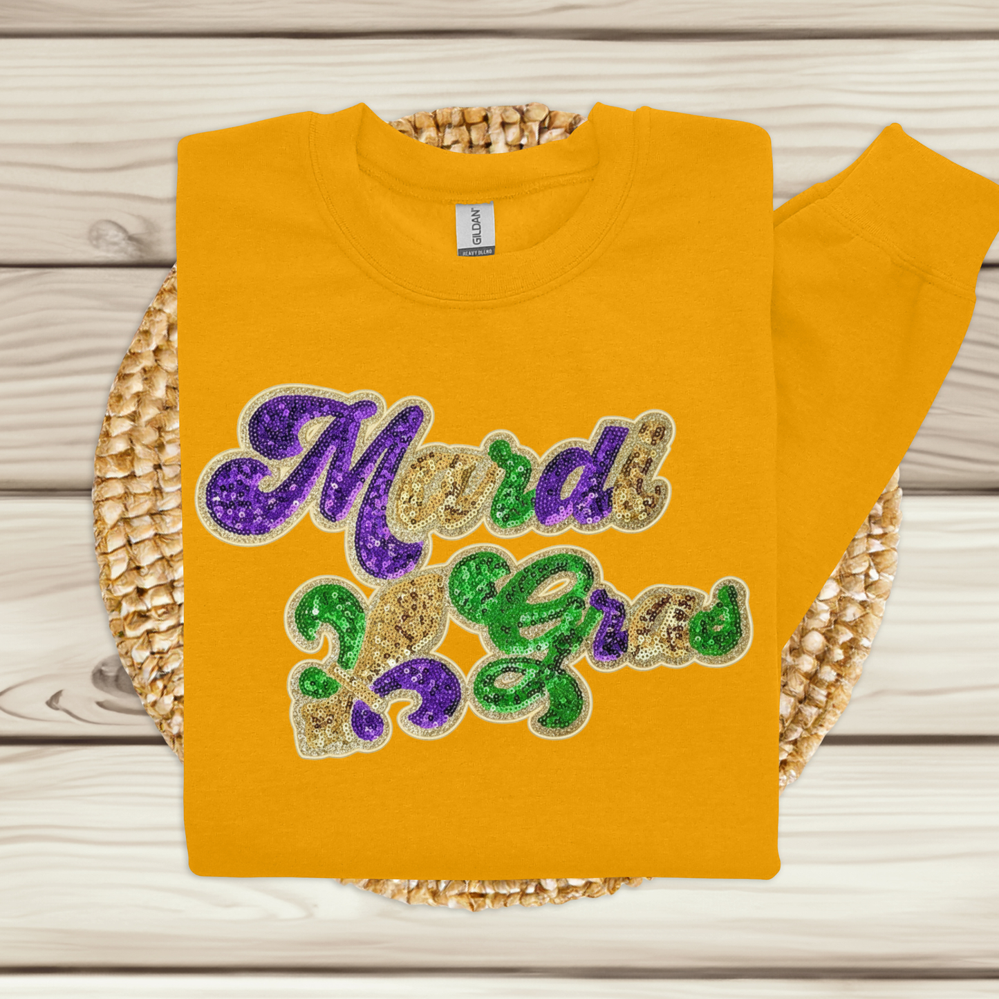 Mardi Gras Sequin Glitter Shirt - Women's Sequin Glitter Patch Sweatshirt or Hoodie