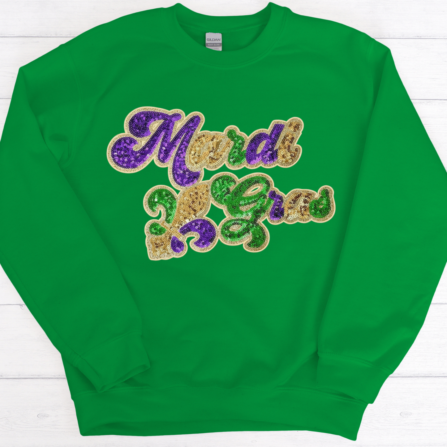 Mardi Gras Sequin Glitter Shirt - Women's Sequin Glitter Patch Sweatshirt or Hoodie