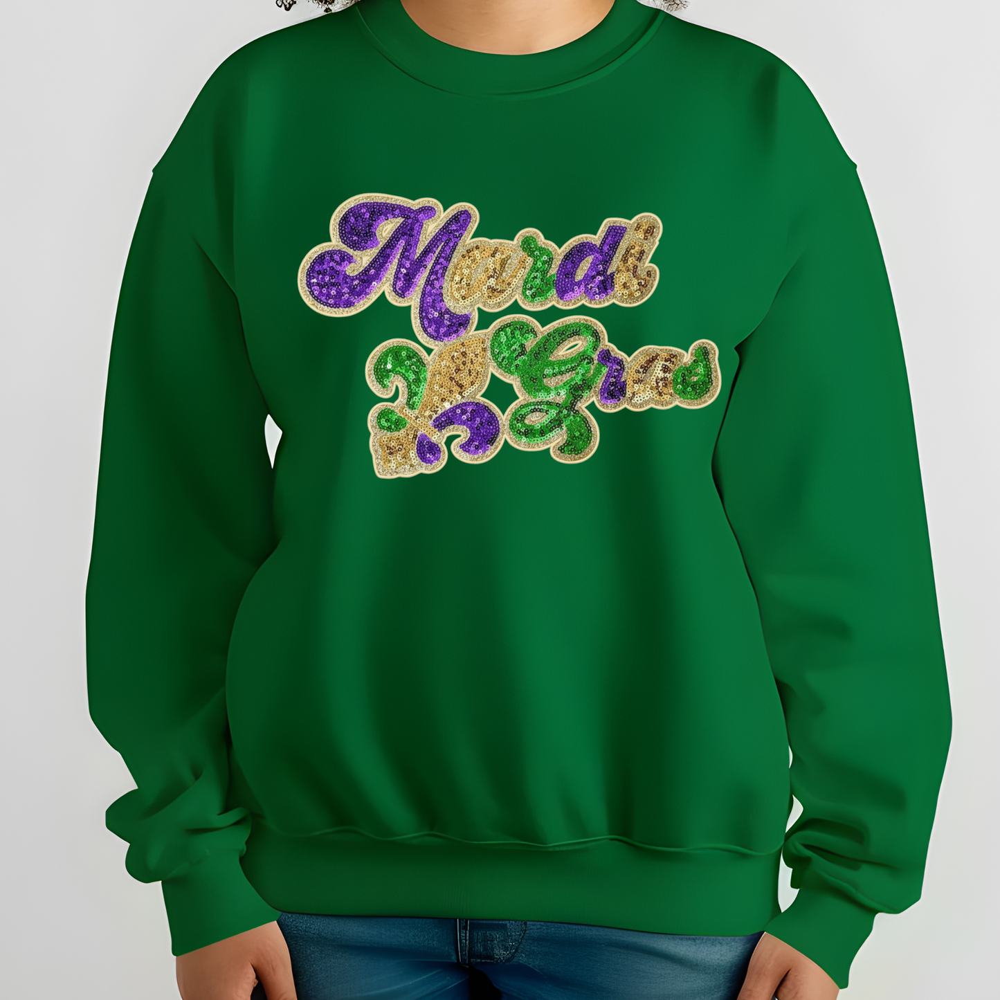 Mardi Gras Sequin Glitter Shirt - Women's Sequin Glitter Patch Sweatshirt or Hoodie
