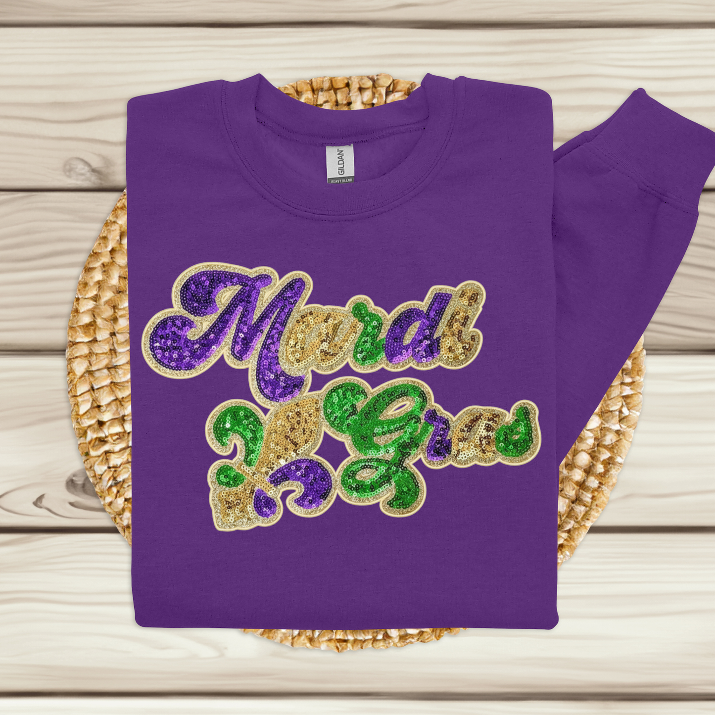 Mardi Gras Sequin Glitter Shirt - Women's Sequin Glitter Patch Sweatshirt or Hoodie