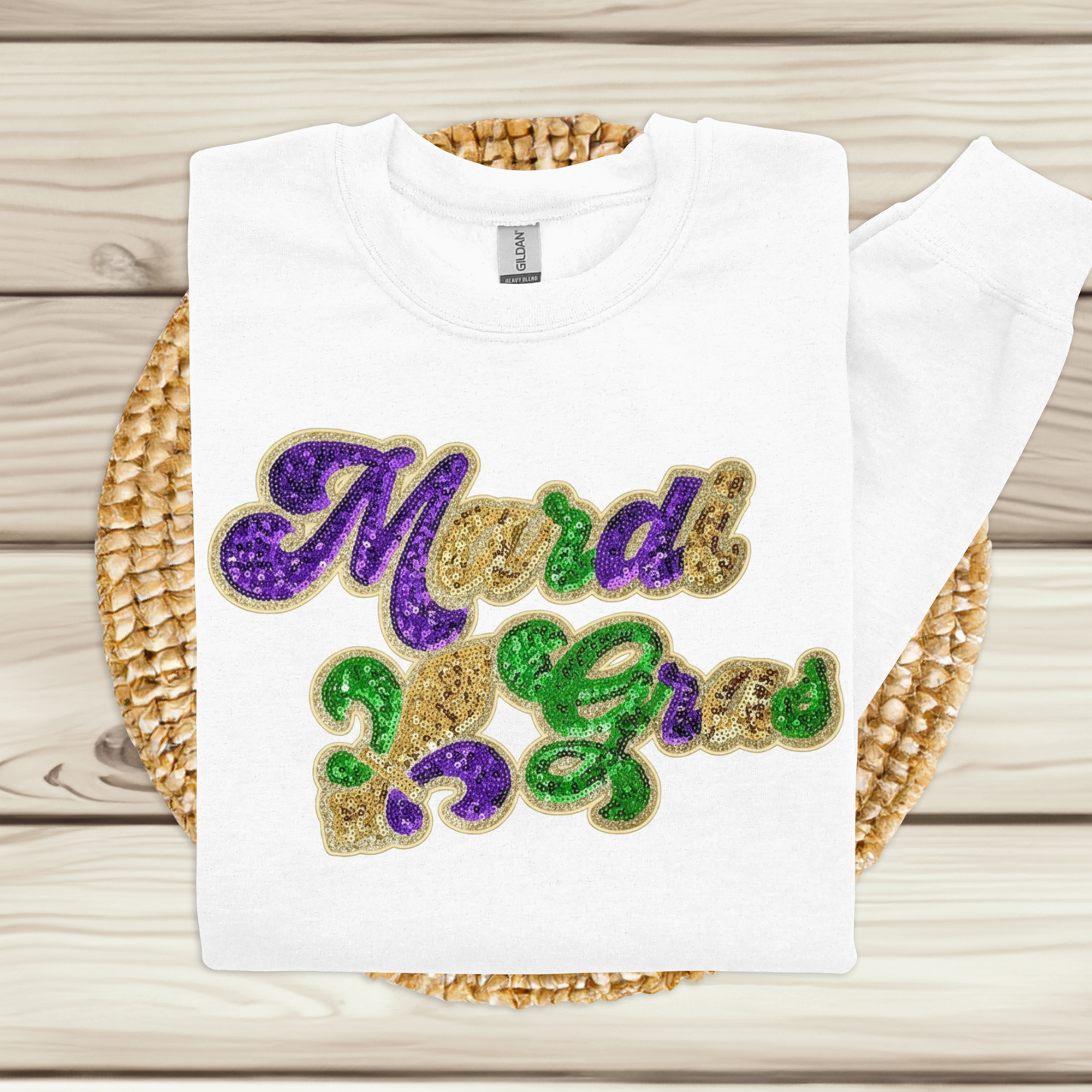 Mardi Gras Sequin Glitter Shirt - Women's Sequin Glitter Patch Sweatshirt or Hoodie