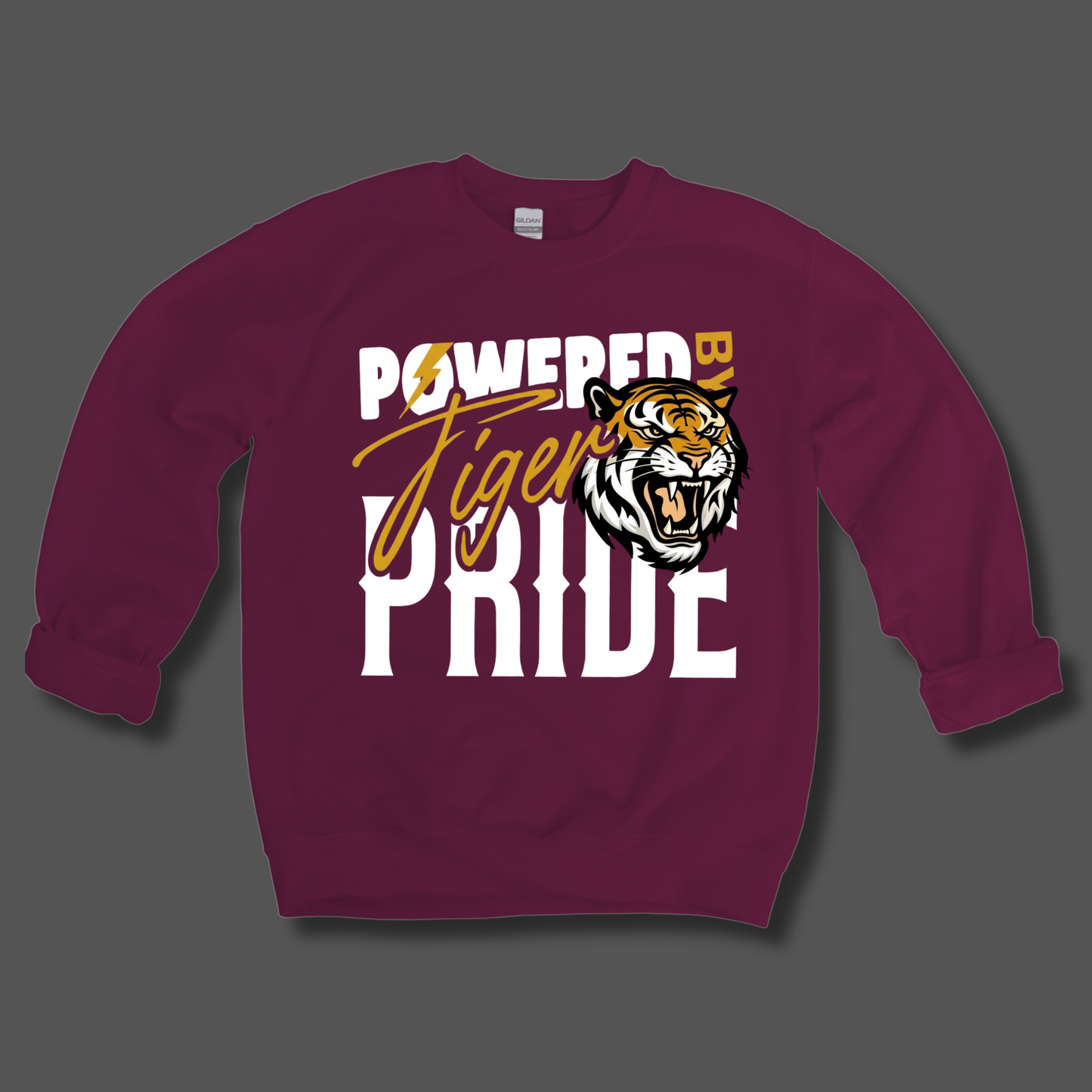 Tigers School Spirit Shirt  - "Powered by Tiger Pride" Game Day "Mascot" T-Shirt