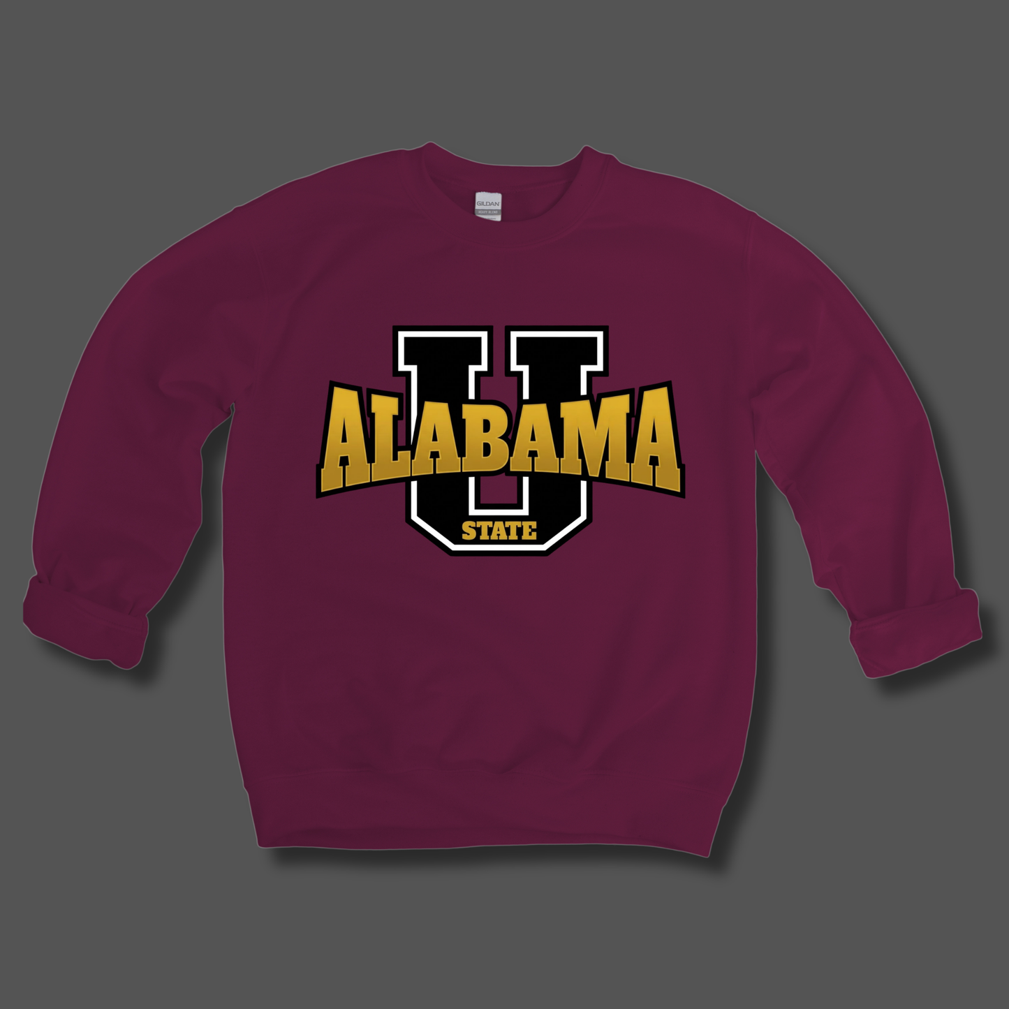 A maroon crewneck sweatshirt featuring a large graphic of a yellow and black hornet with the text 'Hornets Nation' in yellow and white, displayed on a solid gray background.