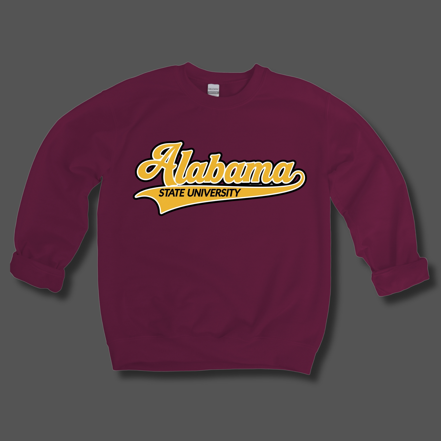 A maroon crewneck sweatshirt featuring a large graphic of a yellow and black hornet with the text 'Hornets Nation' in yellow and white, displayed on a solid gray background.