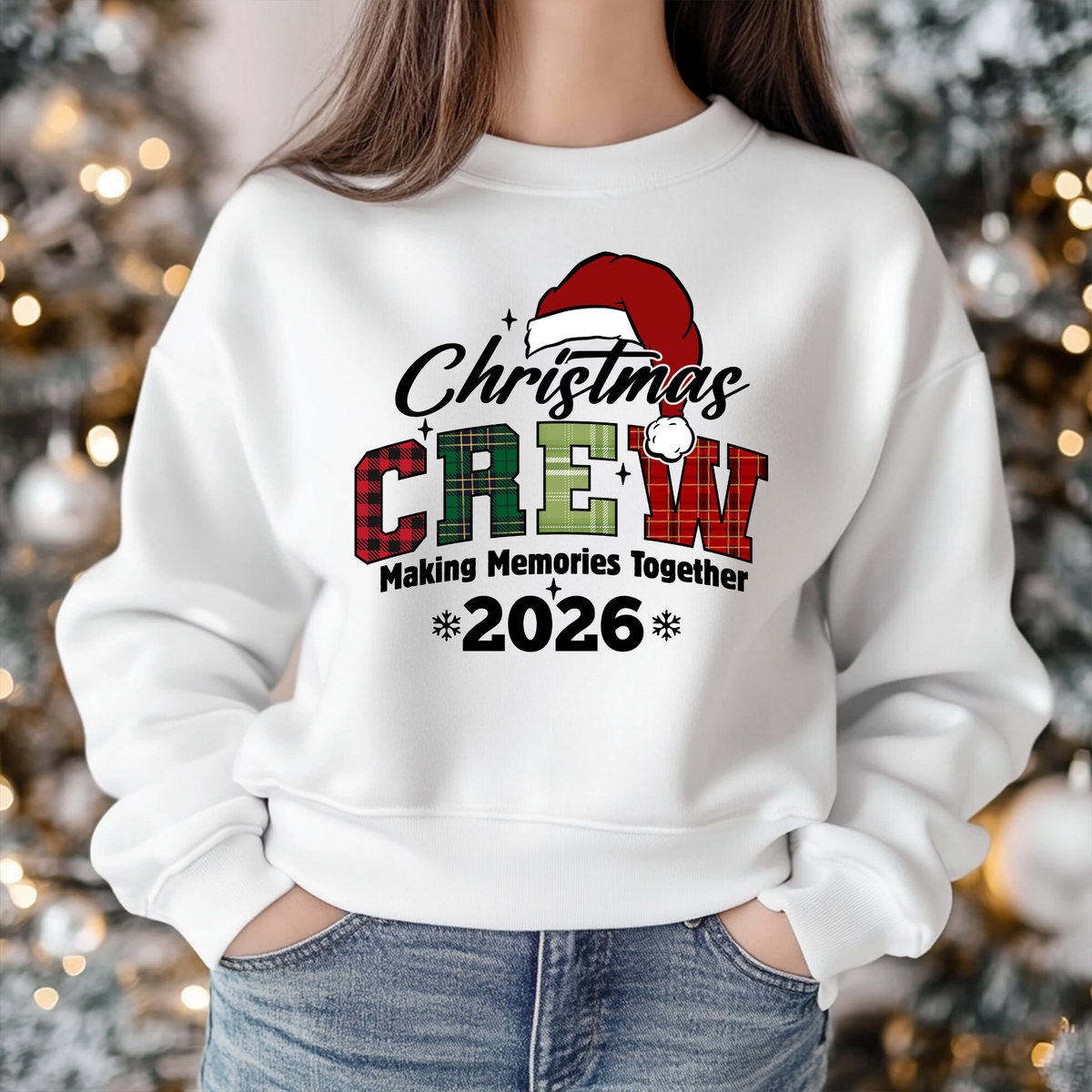 Matching Christmas Crew Family Sweatshirts - Christmas Crew Making Memories 2026: Matching Plaid Family Sweater