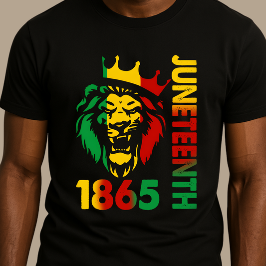 Men's Juneteenth 1865 - Roar for Freedom - Fierce Lion King Tee