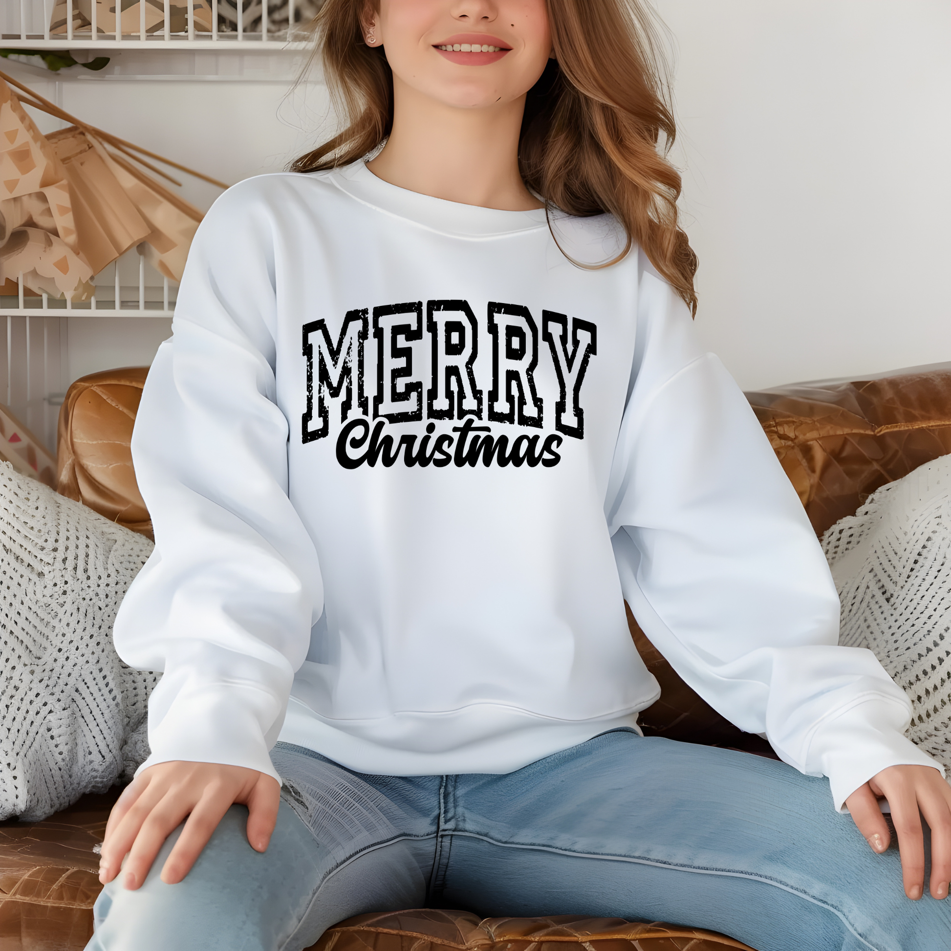 Grunge "Merry Christmas" Shirt - Novelty Christmas Sweatshirt