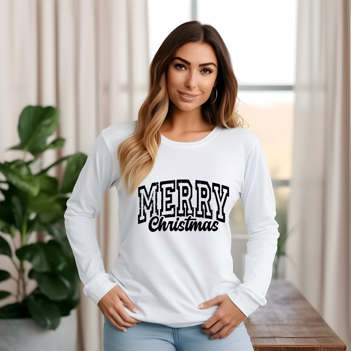 Grunge "Merry Christmas" Shirt - Novelty Christmas Sweatshirt