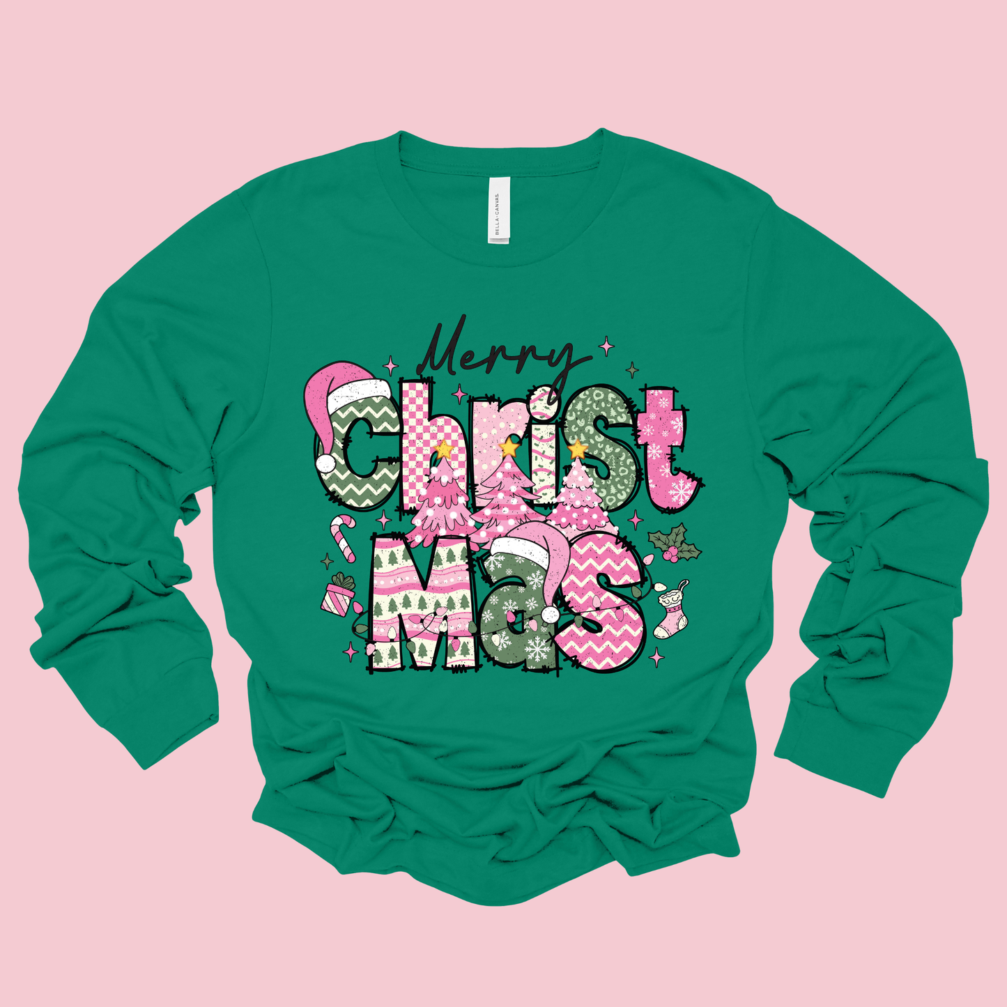 Pink Merry Christmas Sweater - Cozy Novelty Holiday Crewneck Sweater