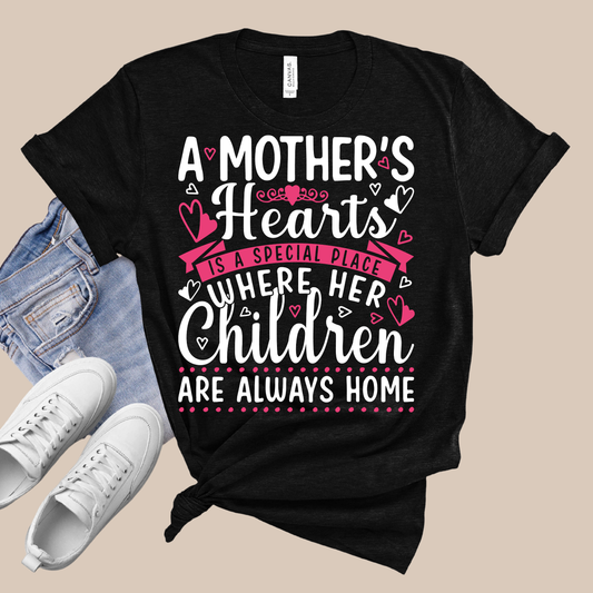 Mom Shirt - A Mother's Heart: A Forever Home for Her Children Black Women's Graphic Tee
