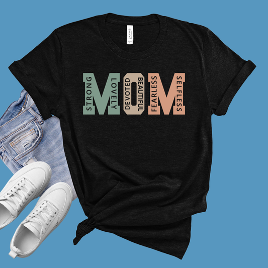 Mom Shirt - Cute MOM Comfy T-Shirt - Bold Graphic Tee Women's Black T-shirt 