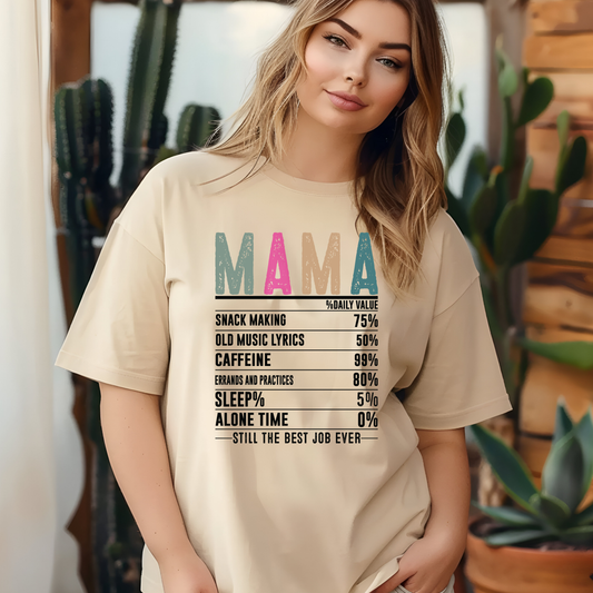 Mom Shirt - MAMA Nutritional Facts - Fueling Love, Chaos & Caffeine Graphic Tee