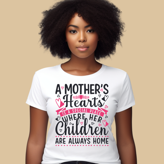 Mom Shirt - A Mother's Heart: A Forever Home for Her Children White Women's Soft Tee 