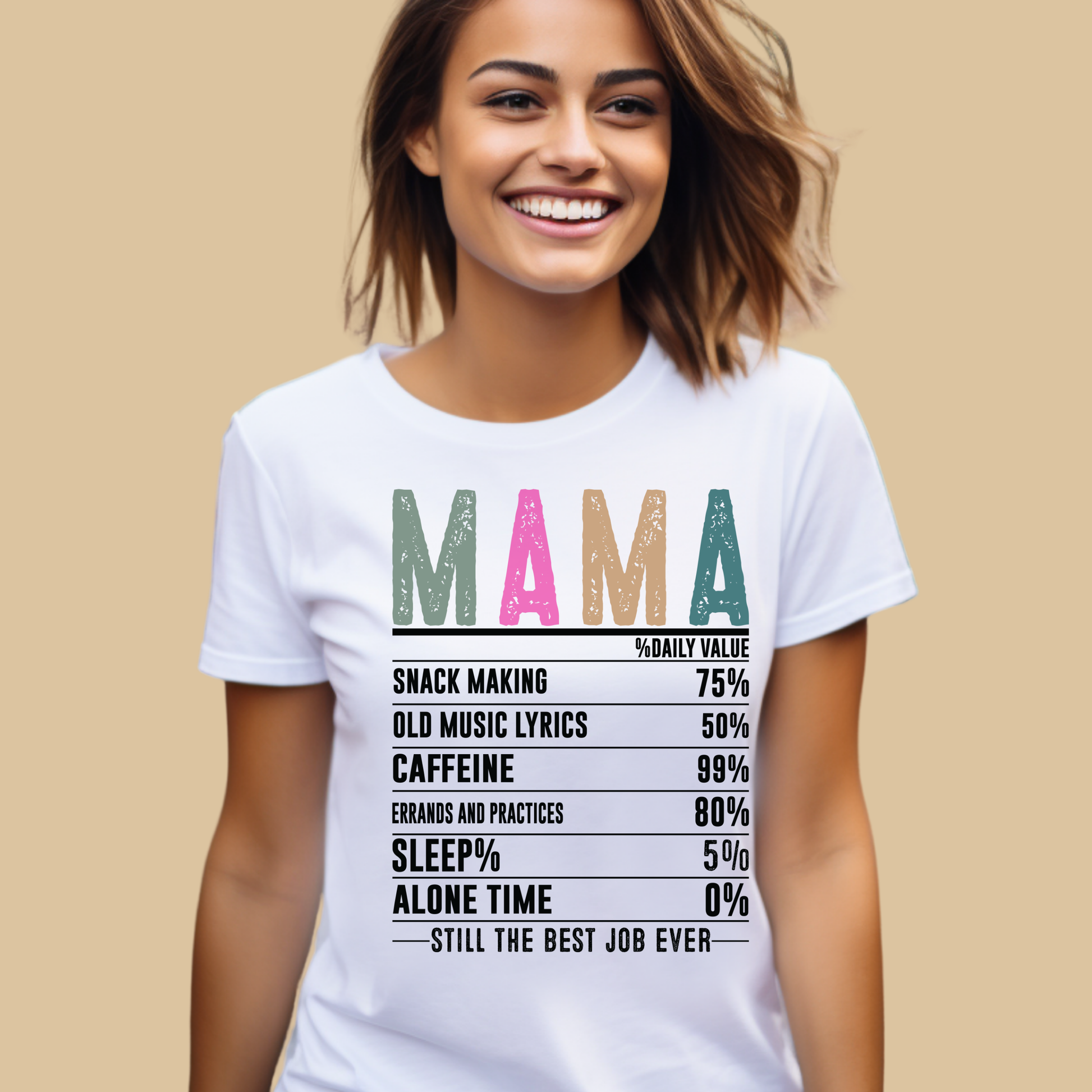Mom Shirt - MAMA Nutritional Facts - Fueling Love, Chaos & Caffeine Graphic Tee