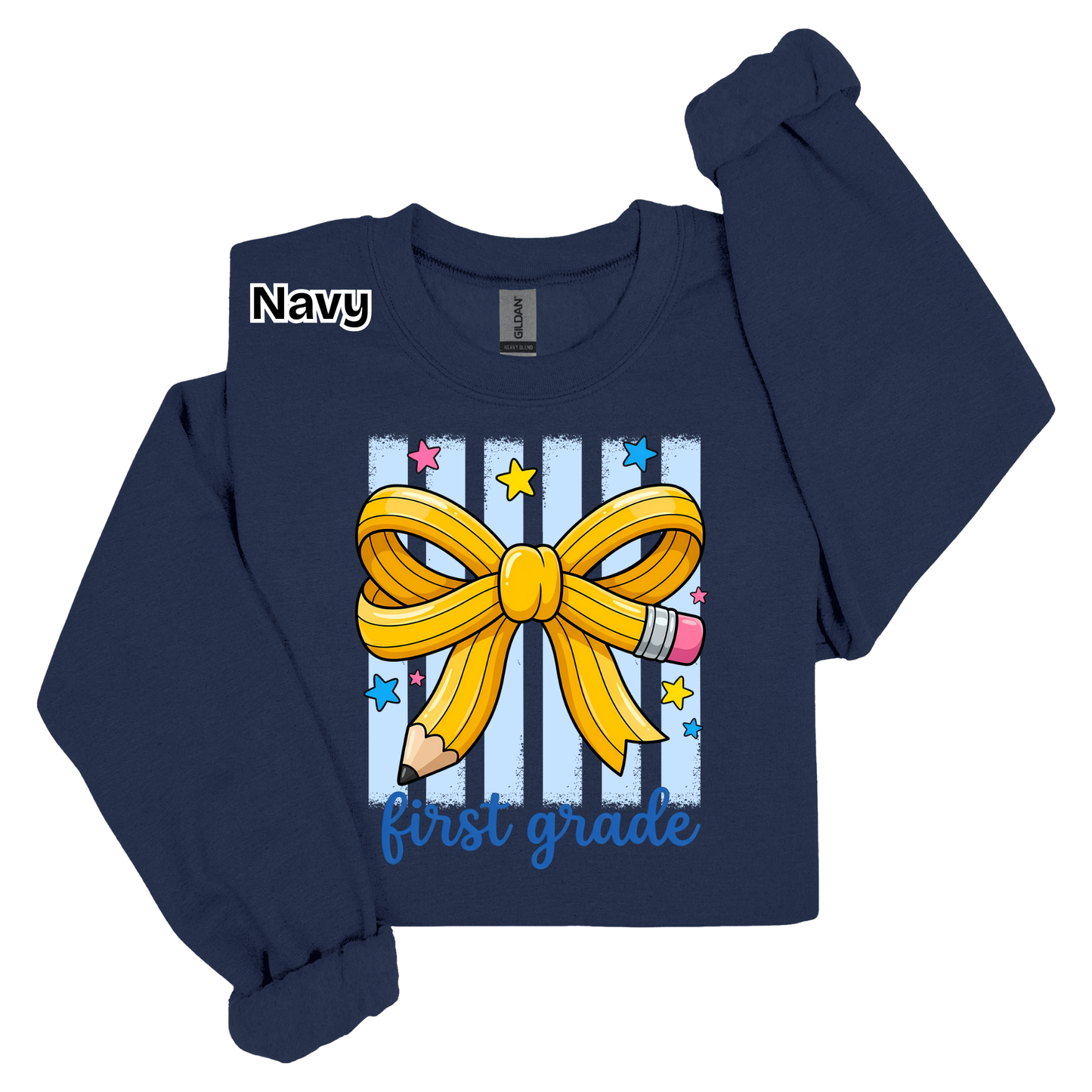 Cute Pencil Bow Teacher Sweatshirt | Pre-K to 5th Grade Tee - Customizable
