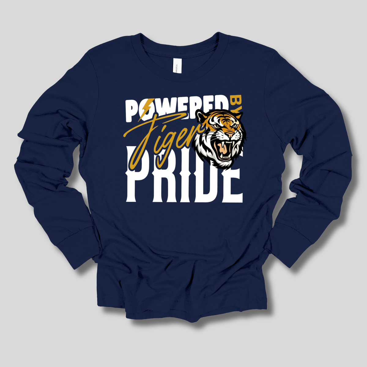 Tigers School Spirit Shirt  - "Powered by Tiger Pride" Game Day "Mascot" T-Shirt