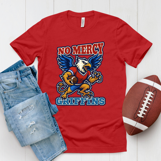 Griffins Football Tee: No Mercy Griffins Game Day Spirit T-Shirt