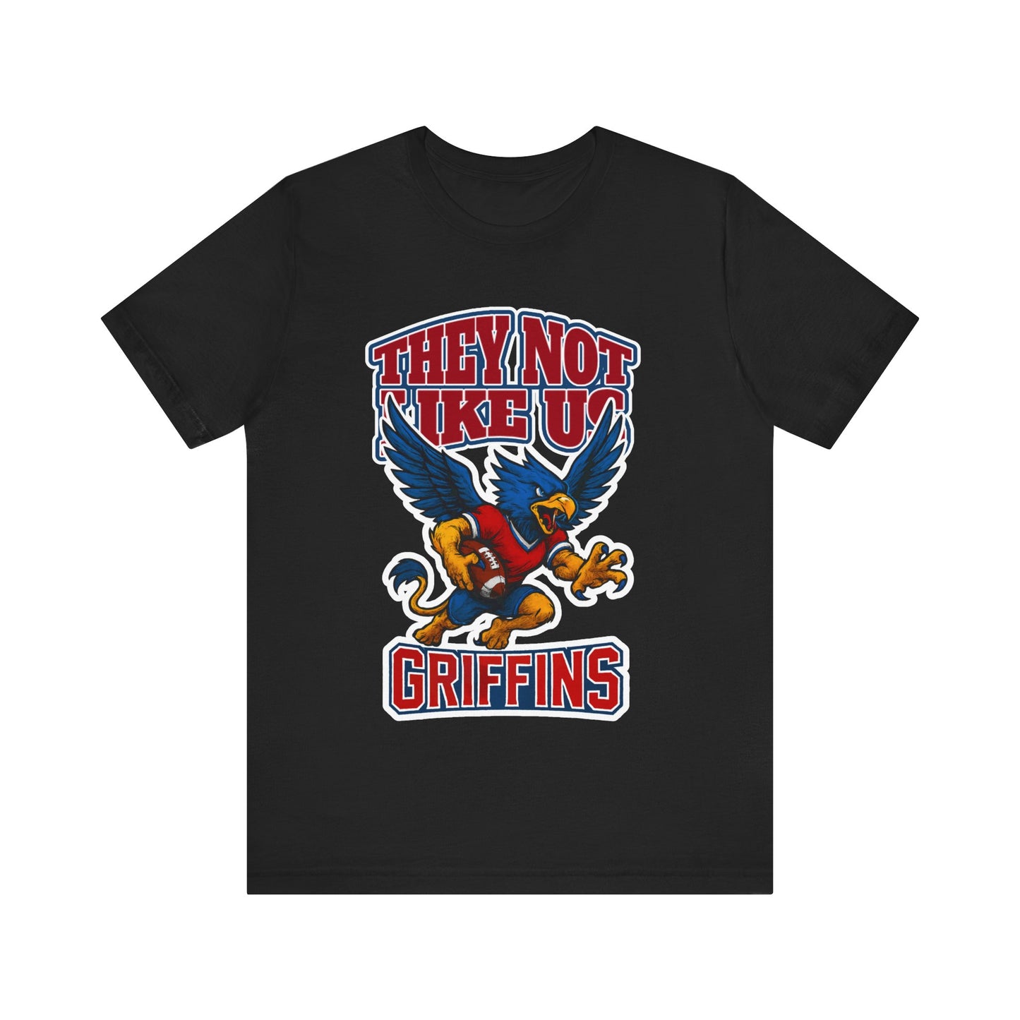 Black t-shirt with a graphic design featuring a bird and text on a white background