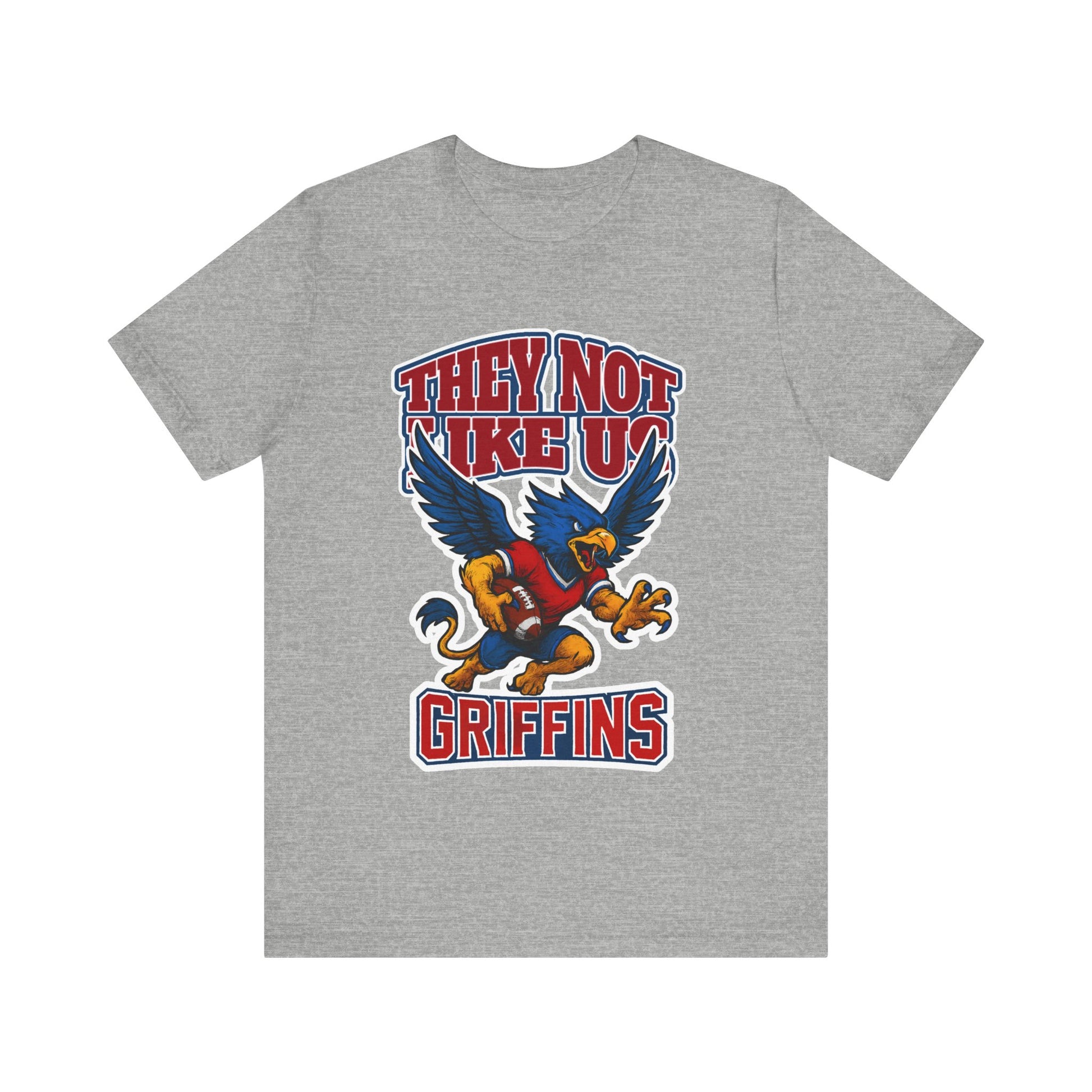 Gray t-shirt with a graphic design of an eagle and text on a white background