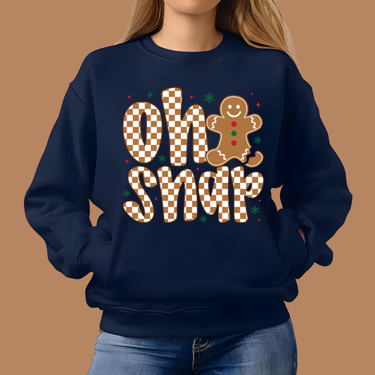 "Oh Snap" Gingerbread Shirt - Funny Novelty Christmas Cozy Crewneck Sweater