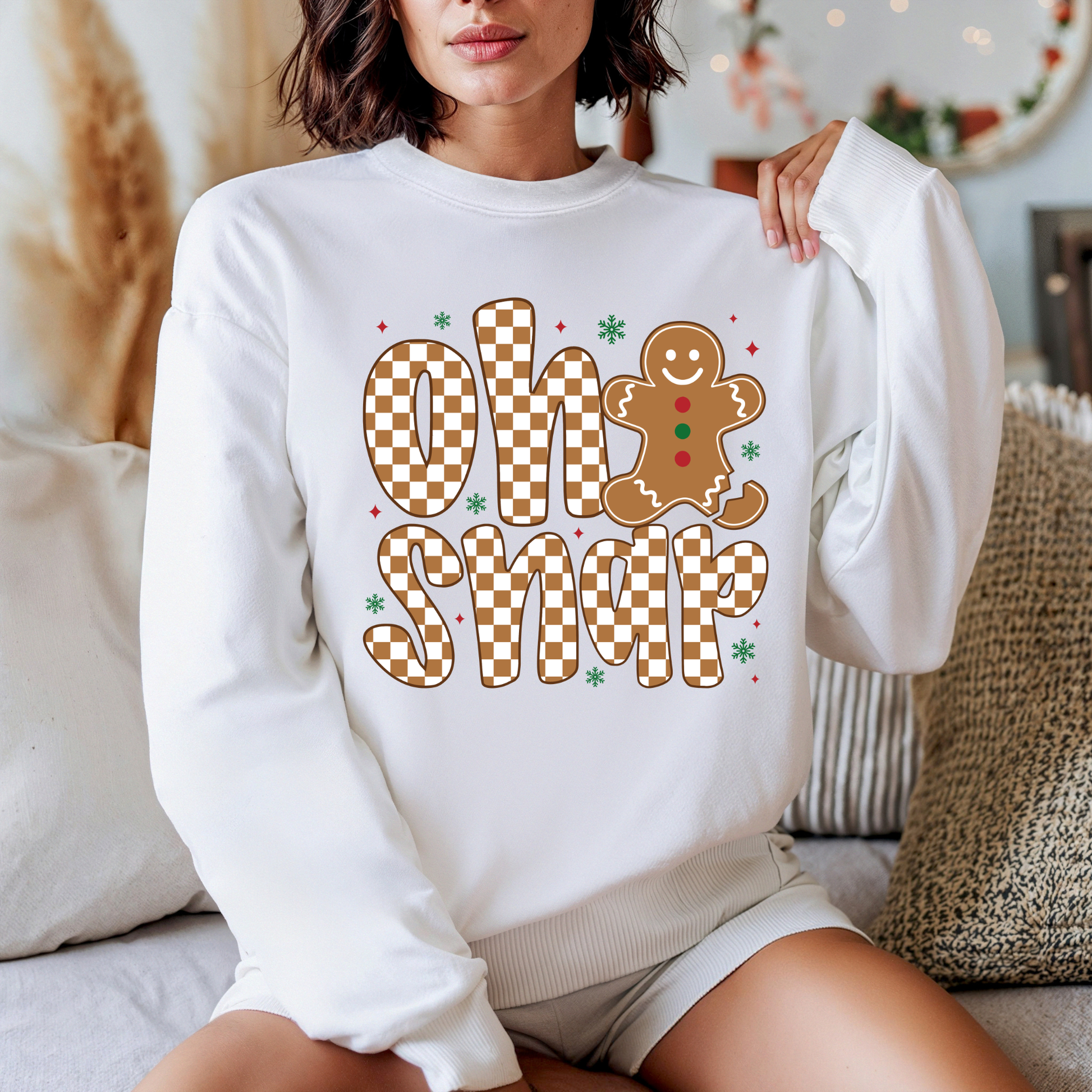 "Oh Snap" Gingerbread Shirt - Funny Novelty Christmas Cozy Crewneck Sweater