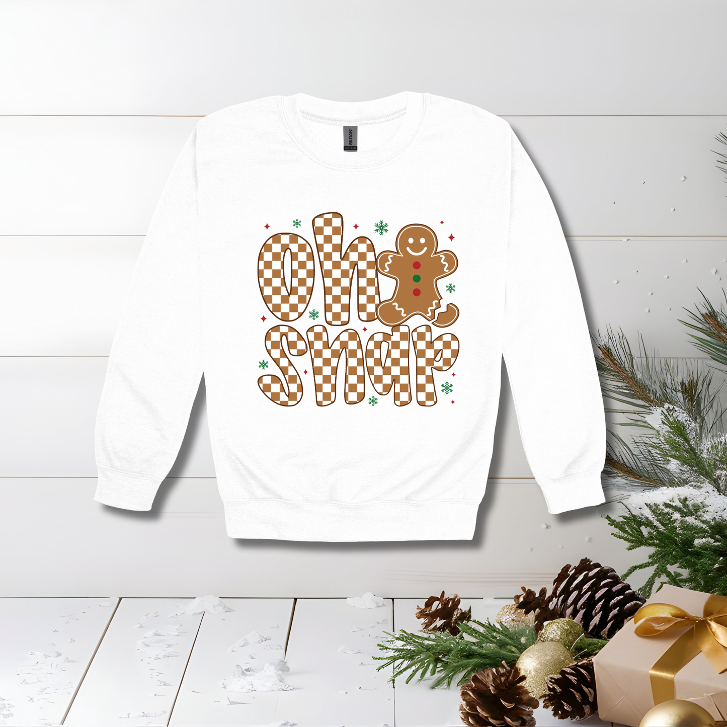 "Oh Snap" Gingerbread Shirt - Funny Novelty Christmas Cozy Crewneck Sweater