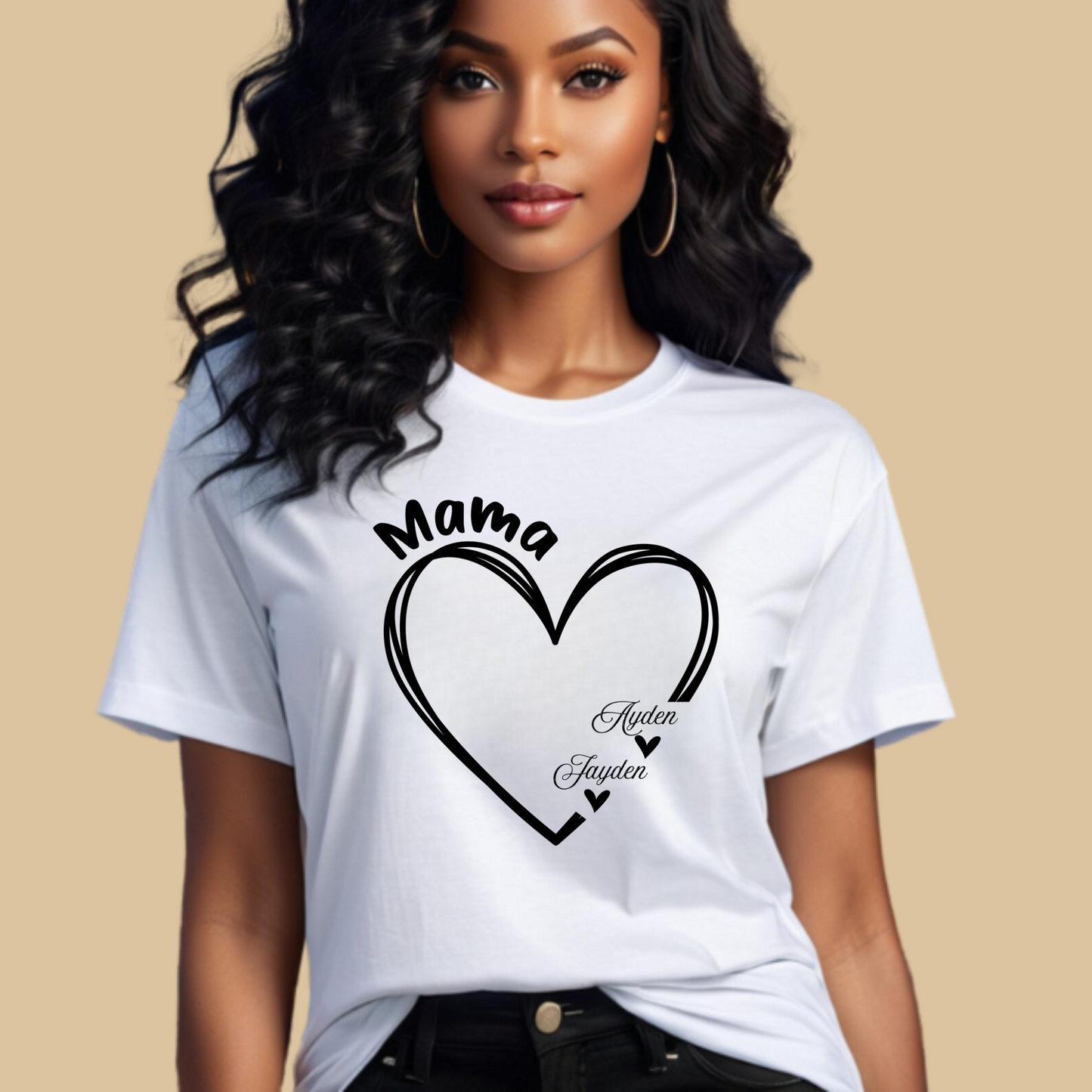 Personalized Mom Shirt: Heart-Shaped Personalized Mom Tee