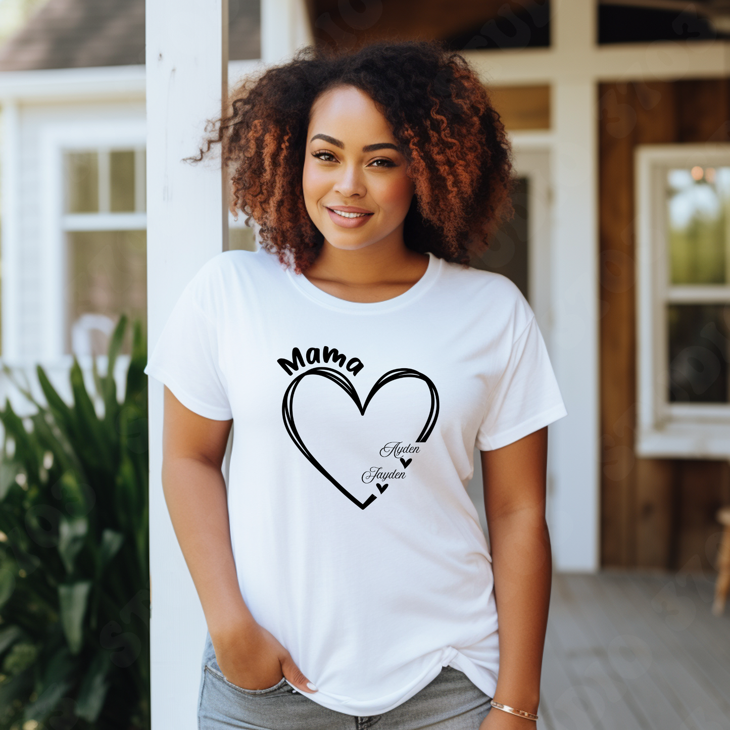 Personalized Mom Shirt: Heart-Shaped Personalized Mom Tee