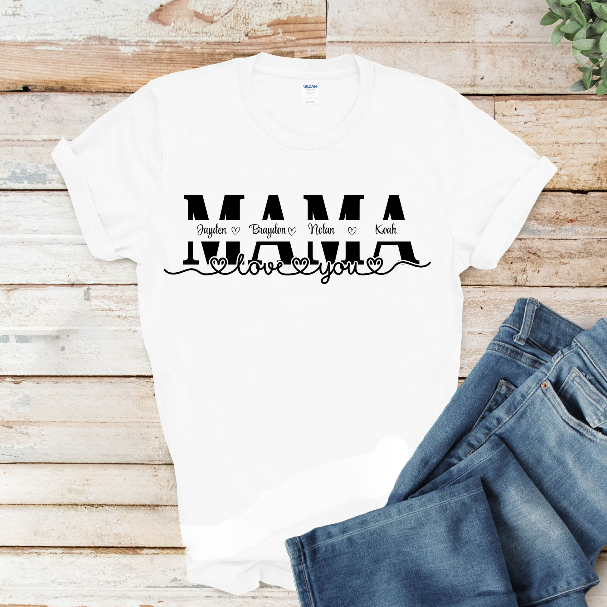 Personalized Mom Shirt: Personalized Mom Custom Kid Name Tee - V1