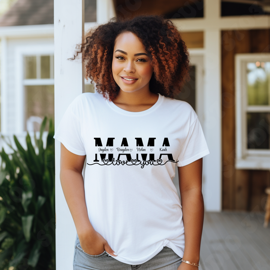 Personalized Mom Shirt: Personalized Mom Custom Kid Name Tee - V1