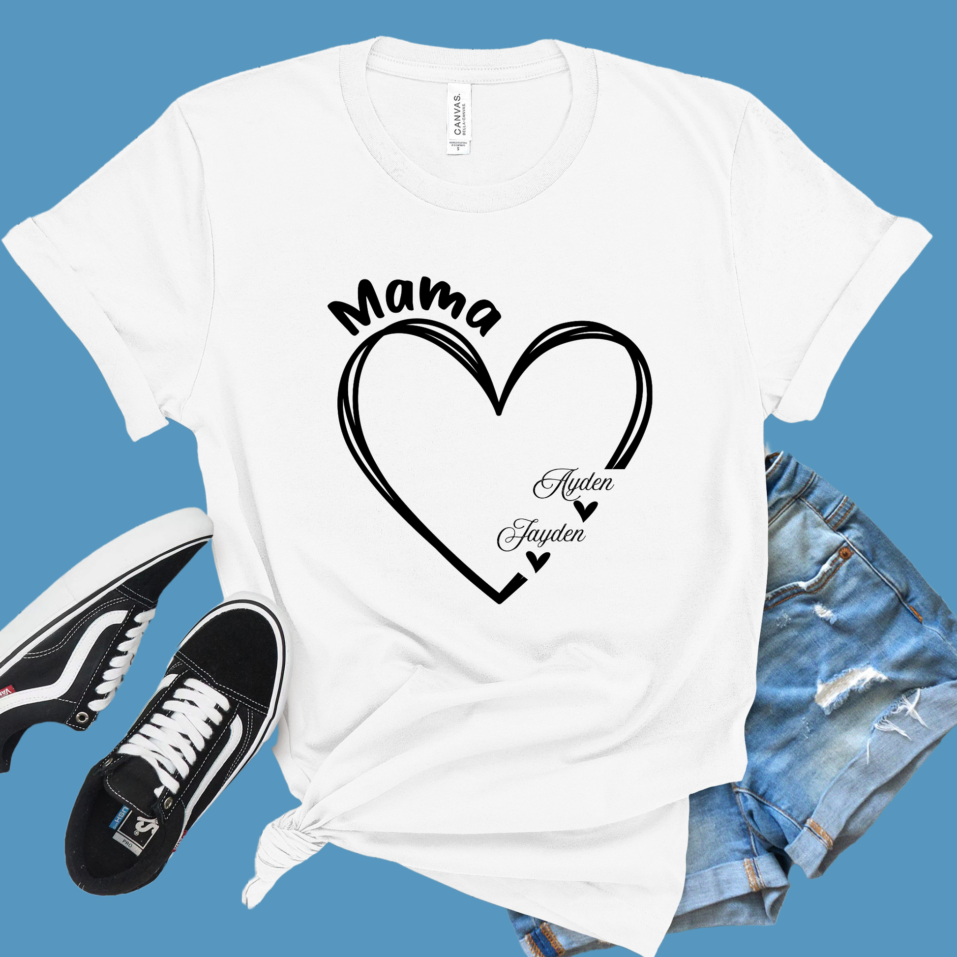 Personalized Mom Shirt: Heart-Shaped Personalized Mom Tee