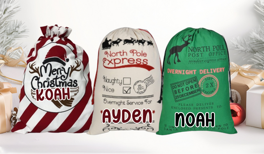 Holiday Personalized Christmas Sack - Large Christmas Gift Bag for the Kids