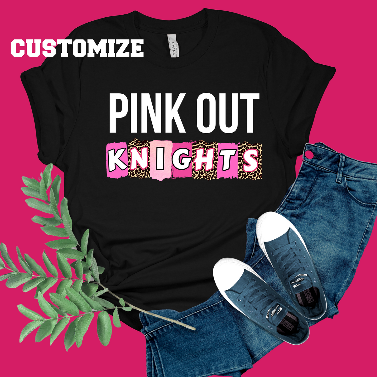 Pink Out Team Mascot Custom T-Shirt: Pink Out Shirt for Game Day Support Tee