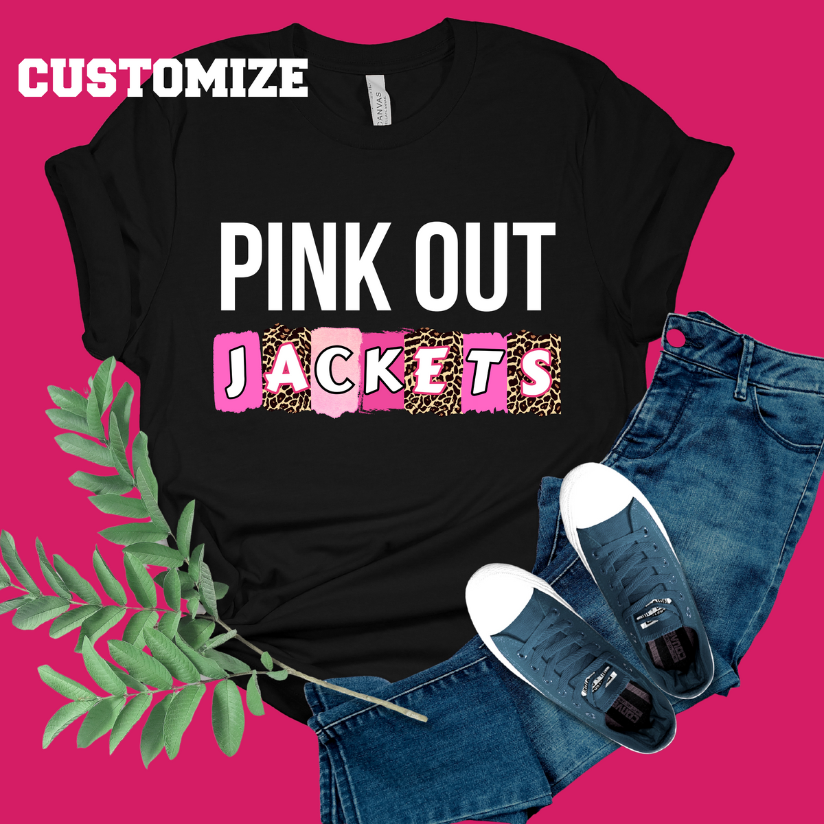 Pink Out Team Mascot Custom T-Shirt: Pink Out Shirt for Game Day Support Tee