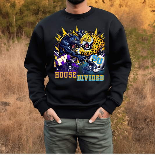 Prairie View Panthers Panthers and Jaguars House Divided, HBCU Rivalry Apparel, House Divided HBCU Sweatshirt, PVA&M Southern Rivalry Gear, Southern University Jaguars Shirt, HBCU Sports Rivalry Wear, PVA&M Panthers Sweatshirt, House Divided Fan Gear