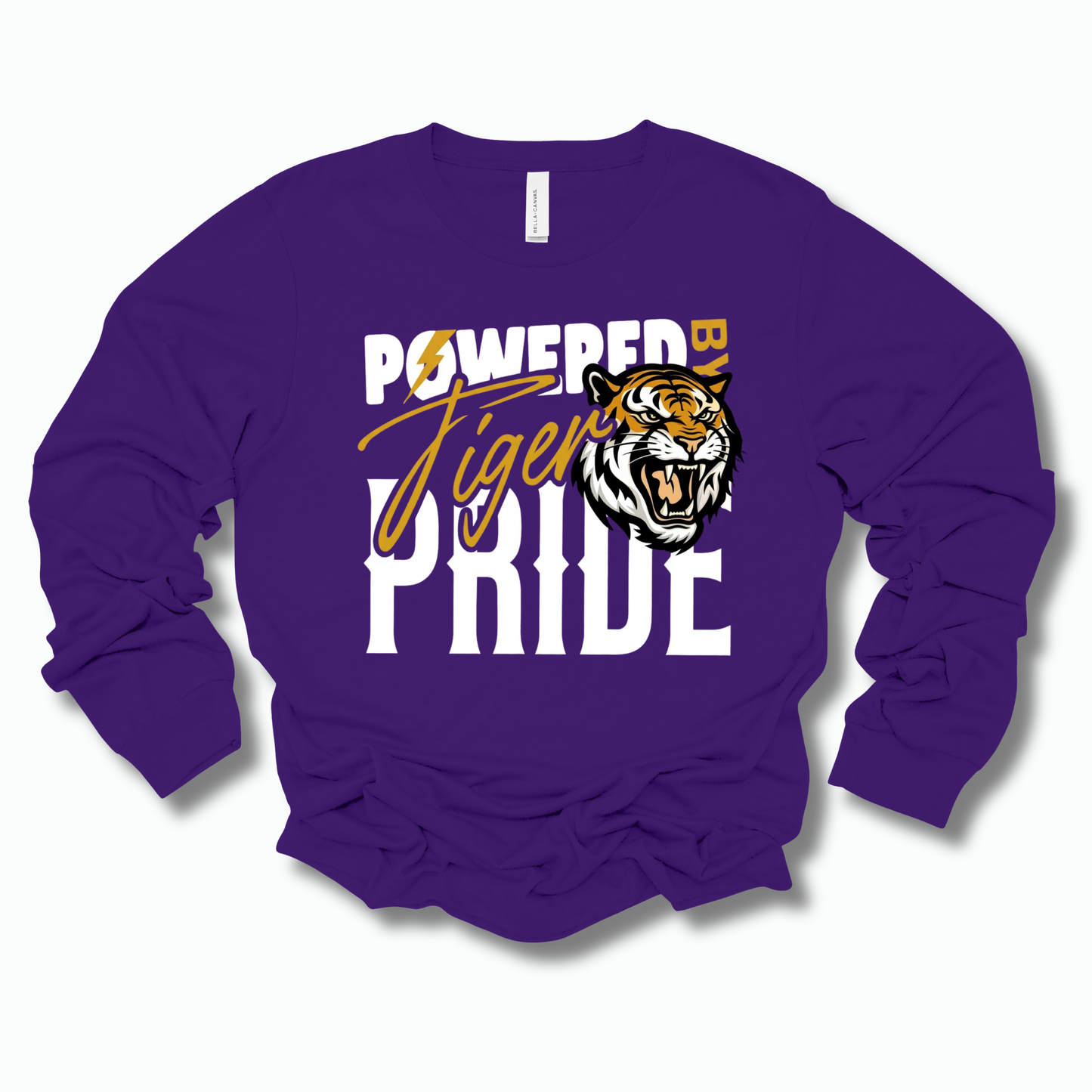 Tigers School Spirit Shirt  - "Powered by Tiger Pride" Game Day "Mascot" T-Shirt
