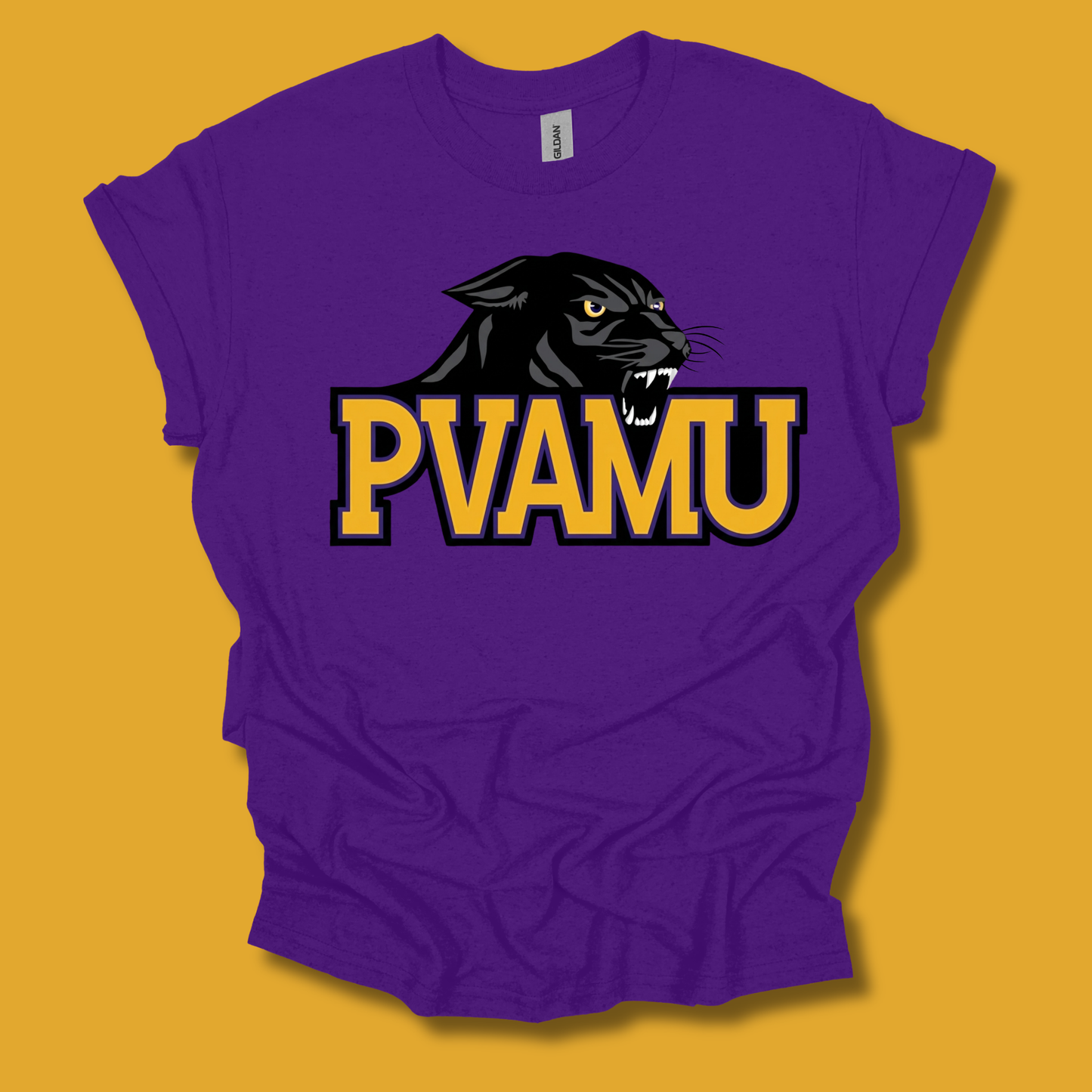 Prairie View Panthers T-shirt - PVAMU Panthers Mascot Purple & Gold HBCU Spirit Tee V2